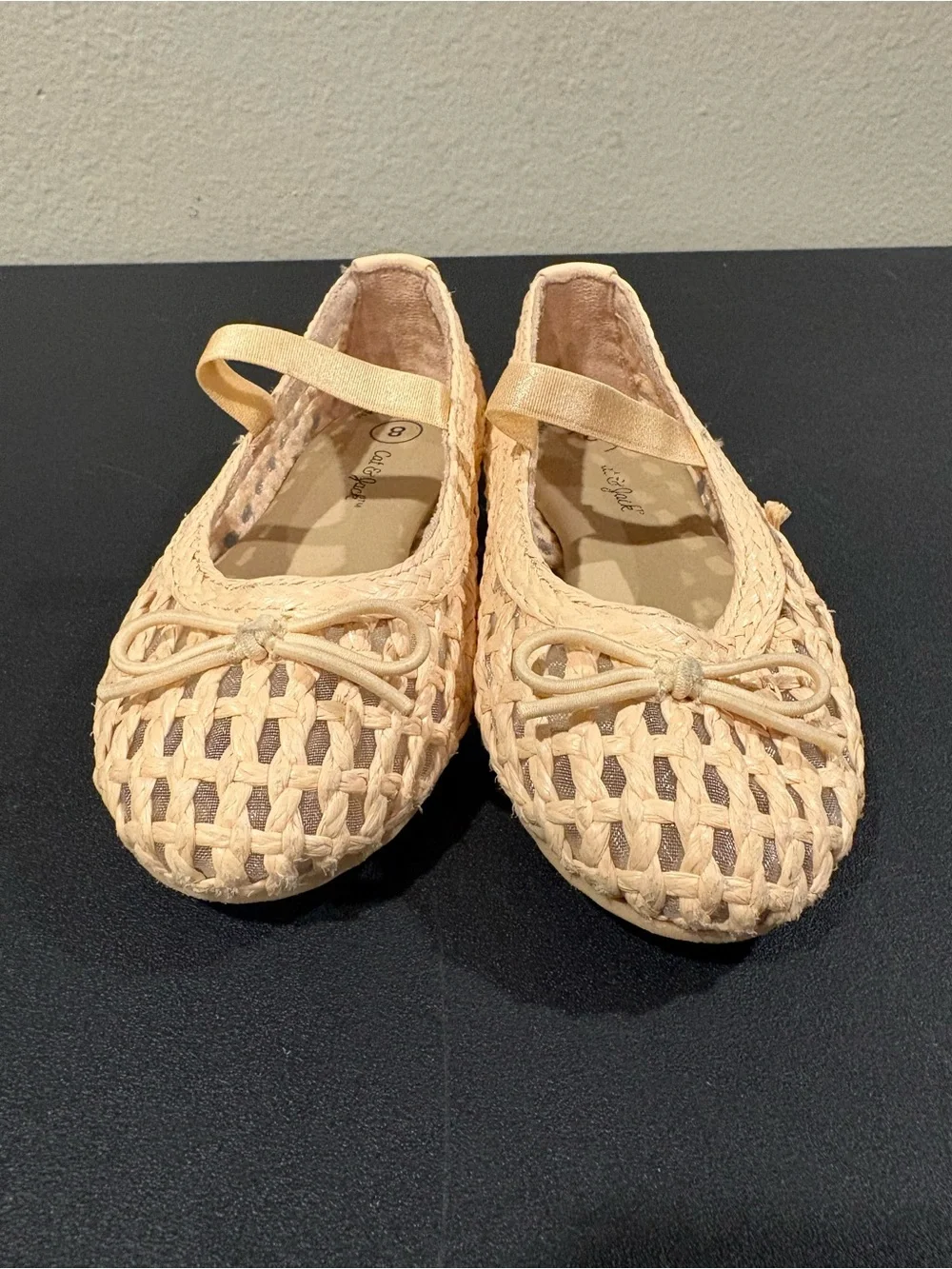 Cat & Jack Lorna Mary Jane Flats With Bow Woven Shoes Little Girl Toddler Size 8